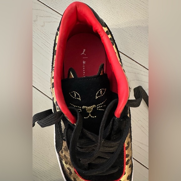 PUMA X CHARLOTTE OLYMPIA DEVA Women's Sneakers Size 6 Black Gold Leopard Print - Picture 9 of 10